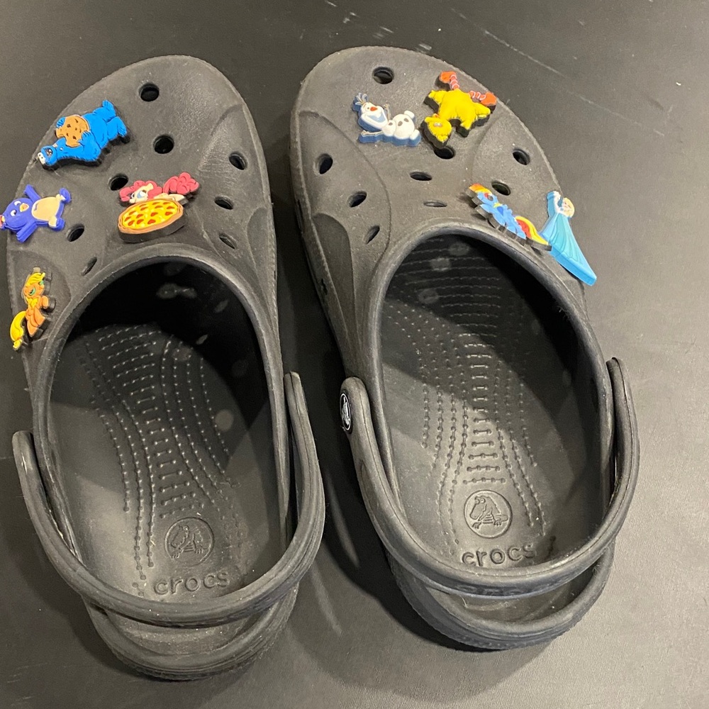 CROCS  Black Sandals with Colorful Charms